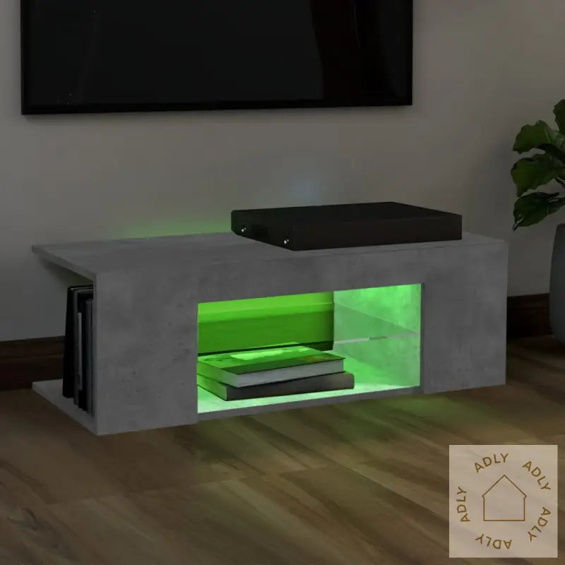 Tv-Benk Med Led-Lys Betonggrå 90X39X30 Cm