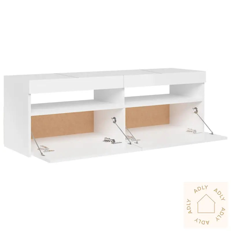 Tv-Benk Med Led-Lys Høyglans Hvit 120X35X40 Cm