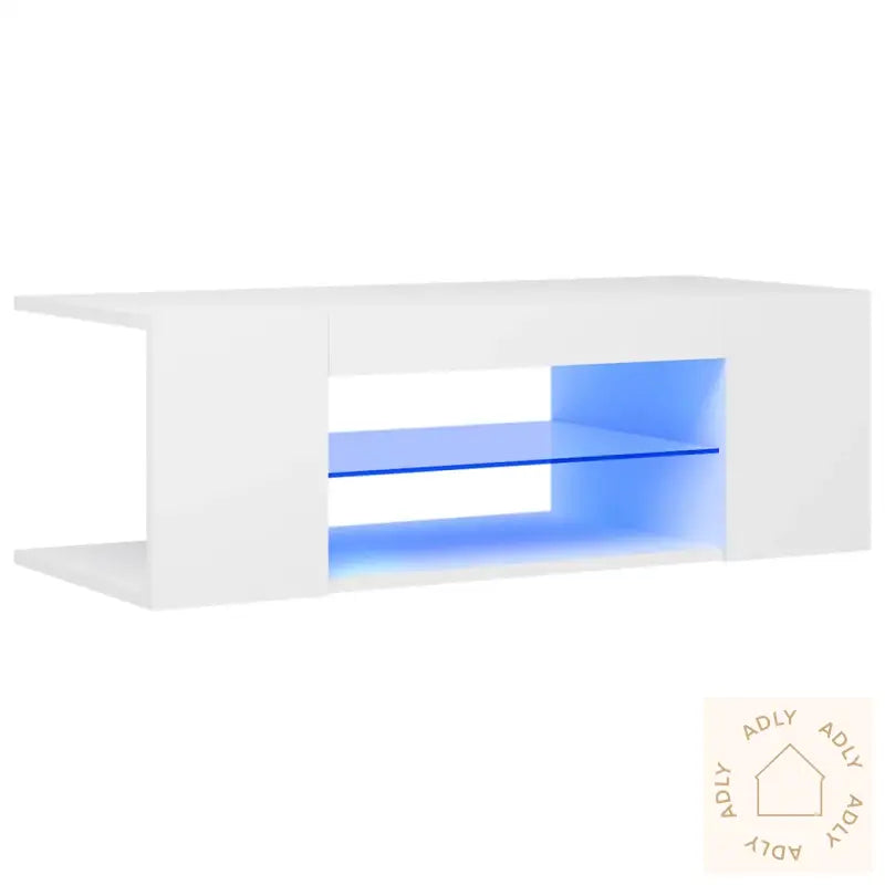 Tv-Benk Med Led-Lys Hvit 90X39X30 Cm