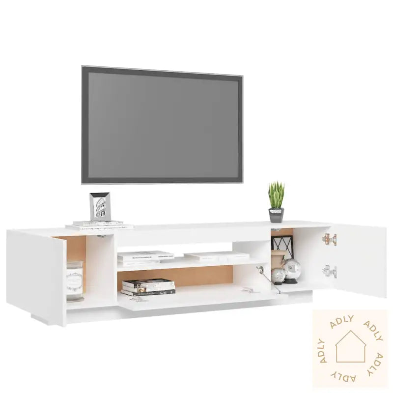 Tv-Benk Med Led-Lys Hvit 160X35X40 Cm