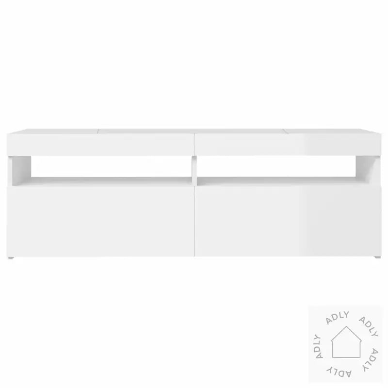 Tv-Benk Med Led-Lys Høyglans Hvit 120X35X40 Cm