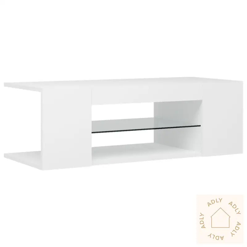 Tv-Benk Med Led-Lys Hvit 90X39X30 Cm