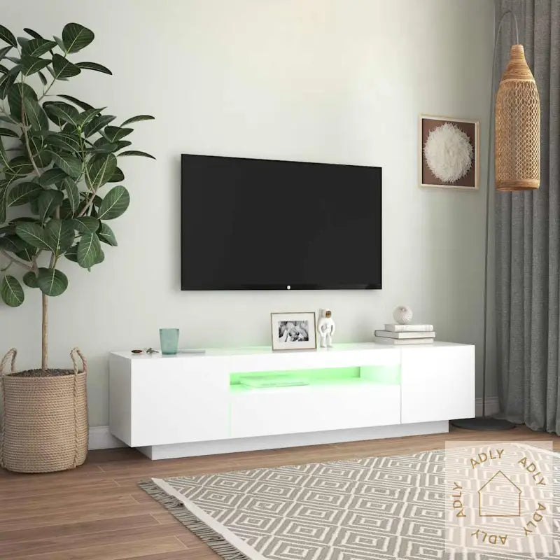 Tv-Benk Med Led-Lys Hvit 160X35X40 Cm