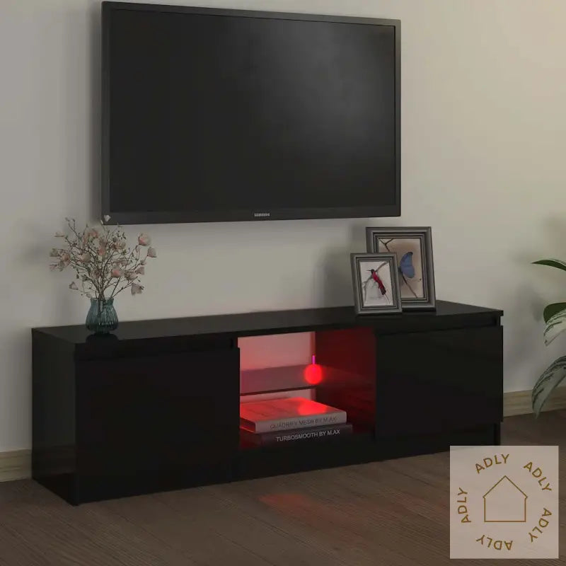 Tv-Benk Med Led-Lys Svart 120X30X36 Cm