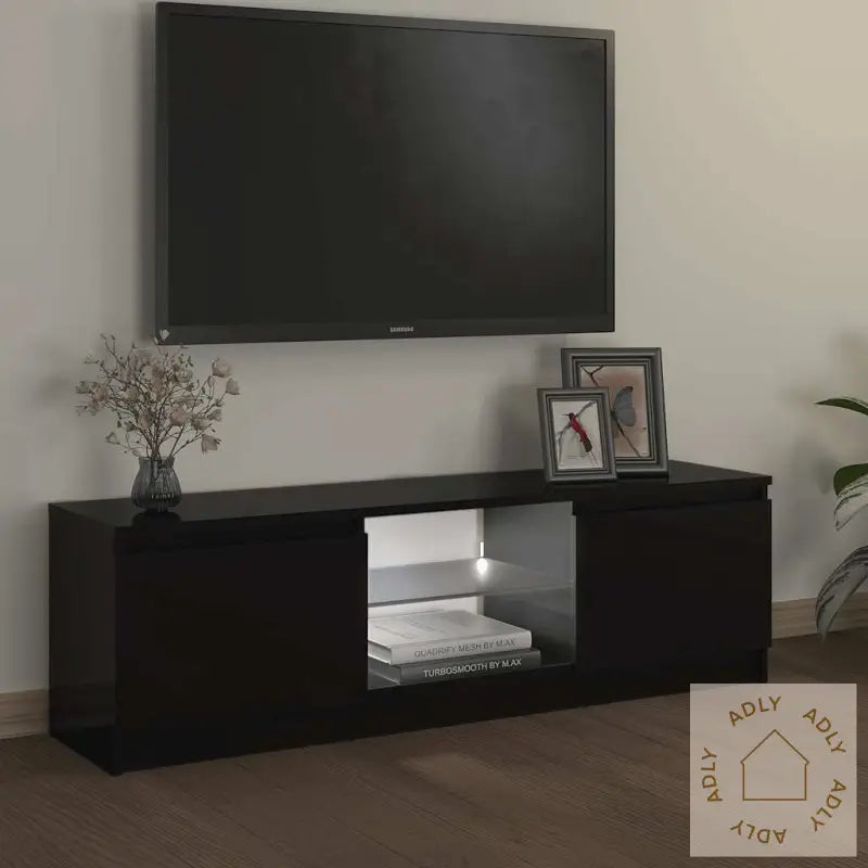 Tv-Benk Med Led-Lys Svart 120X30X36 Cm