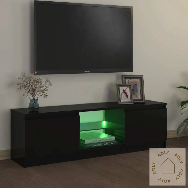 Tv-Benk Med Led-Lys Svart 120X30X36 Cm