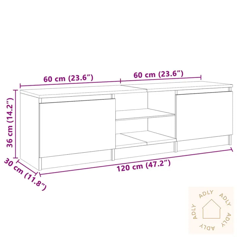 Tv-Benk Med Led-Lys Svart 120X30X36 Cm