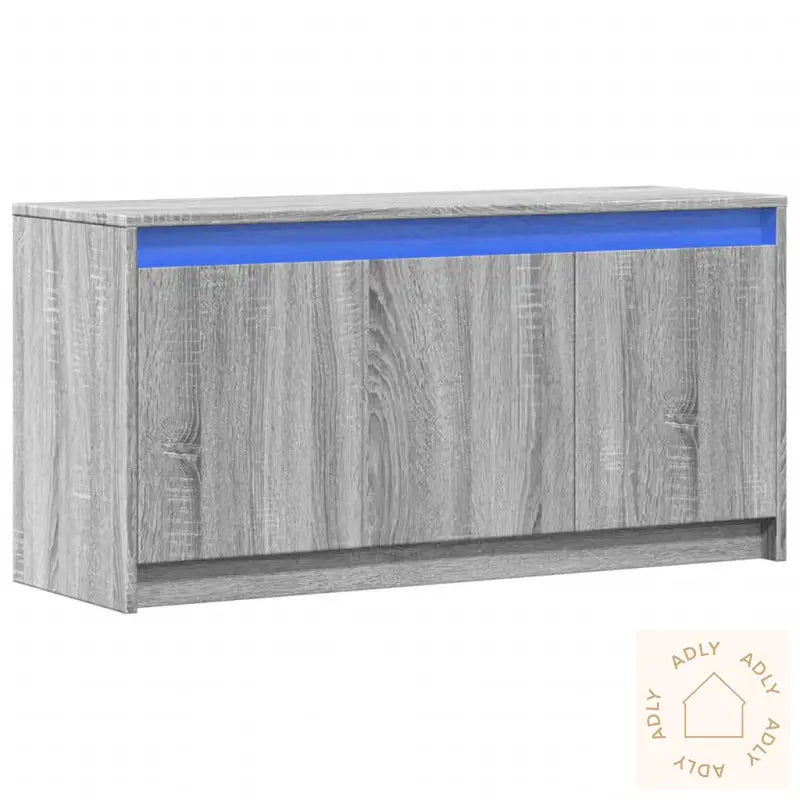 Tv-Benk Med Led Grå Sonoma 100X34X50 Cm Konstruert Tre