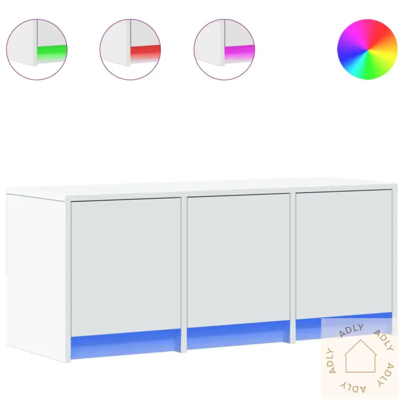 Tv-Benk Med Led Hvit 97X34X40 Cm Konstruert Tre