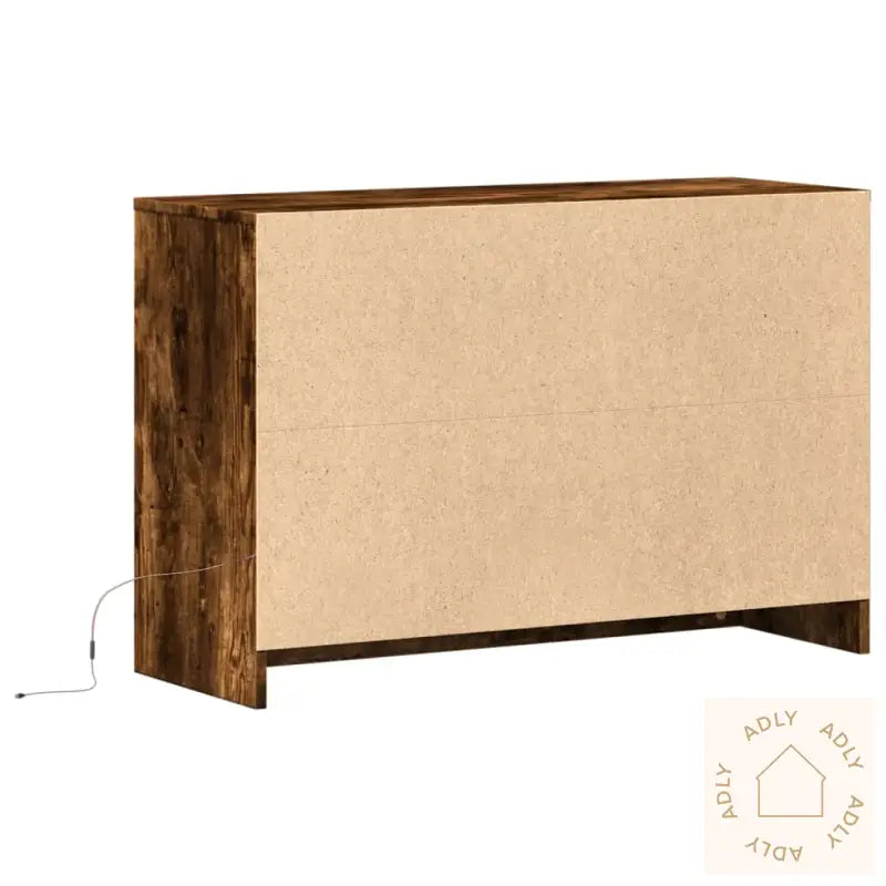 Tv-Benk Med Led Røkt Eik 91X34X61 Cm Konstruert Tre