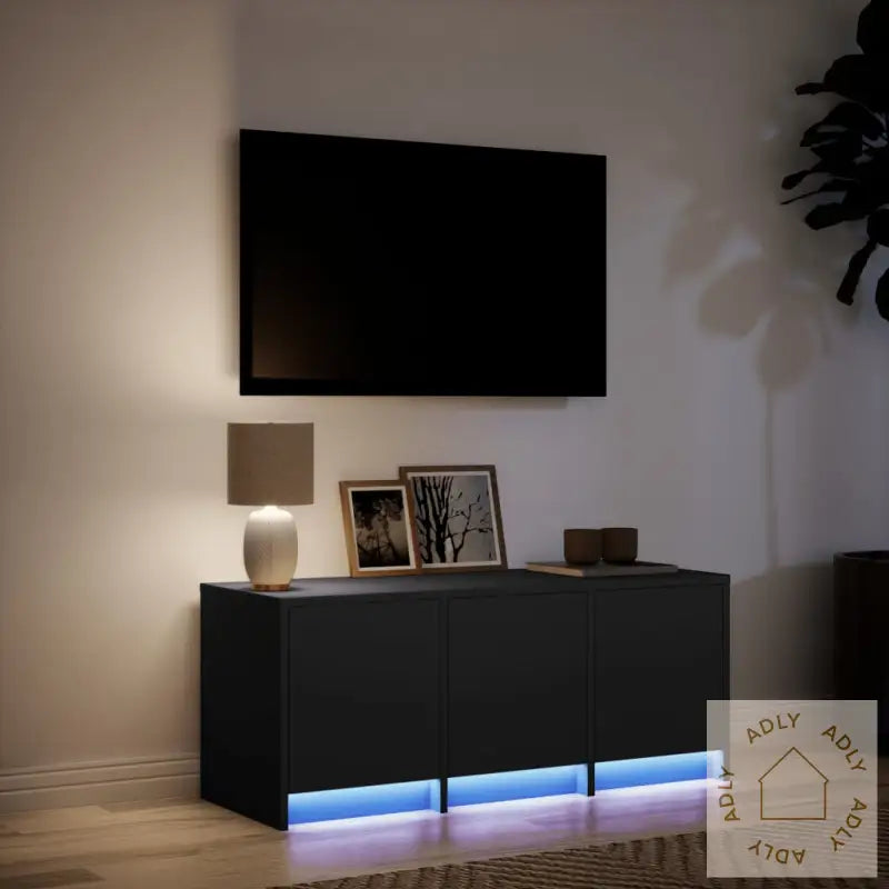 Tv-Benk Med Led Svart 97X34X40 Cm Konstruert Tre