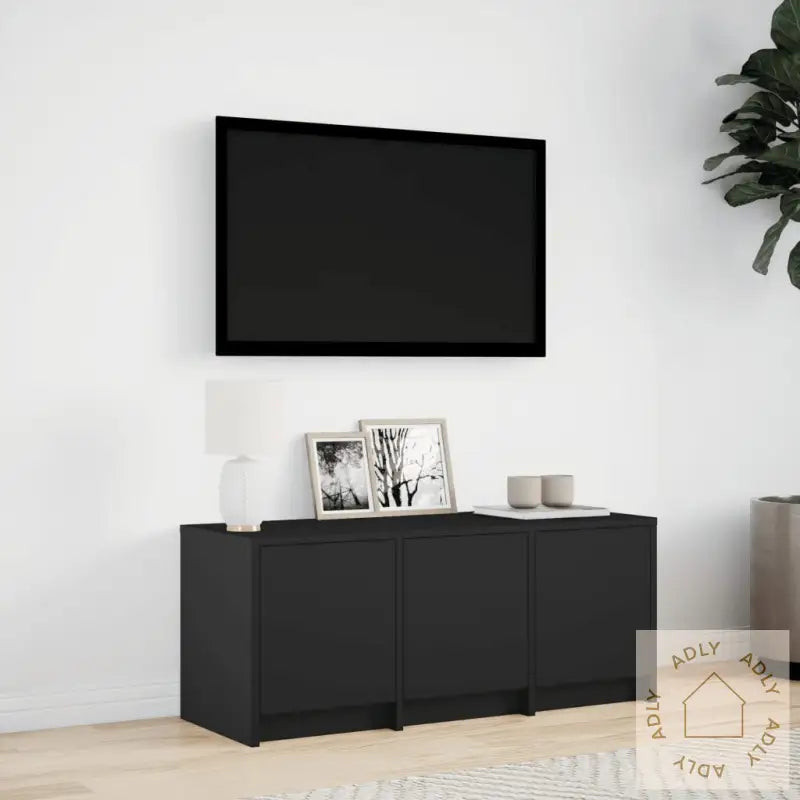 Tv-Benk Med Led Svart 97X34X40 Cm Konstruert Tre