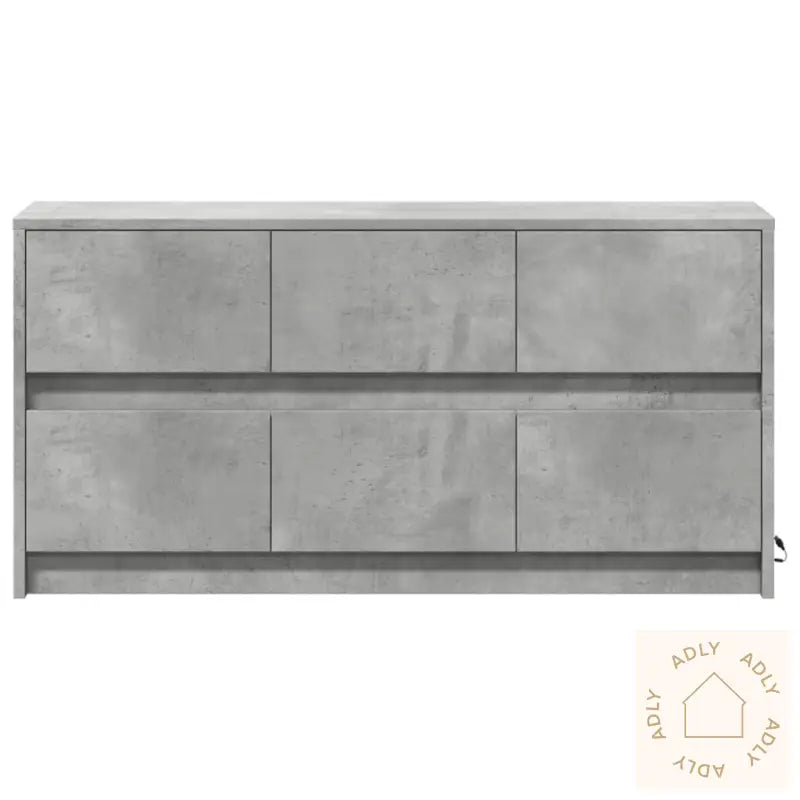 Tv-Benk Med Led Betonggrå 100X34X50 Cm Konstruert Tre