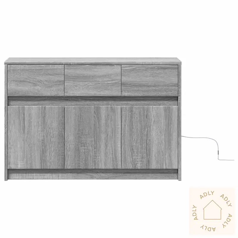 Tv-Benk Med Led Grå Sonoma 91X34X61 Cm Konstruert Tre