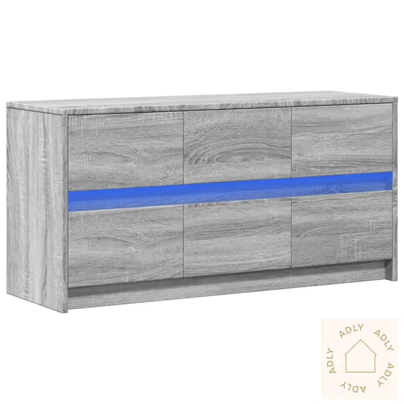 Tv-Benk Med Led Grå Sonoma 100X34X50 Cm Konstruert Tre