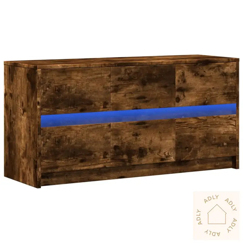 Tv-Benk Med Led Røkt Eik 100X34X50 Cm Konstruert Tre