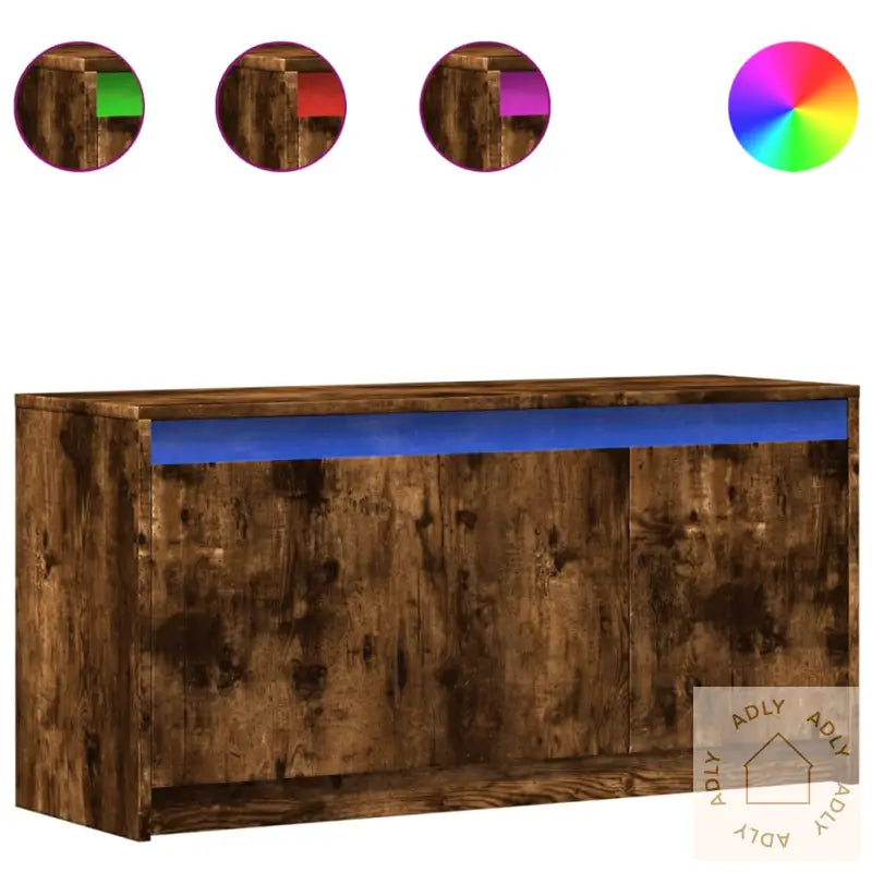 Tv-Benk Med Led Røkt Eik 100X34X50 Cm Konstruert Tre
