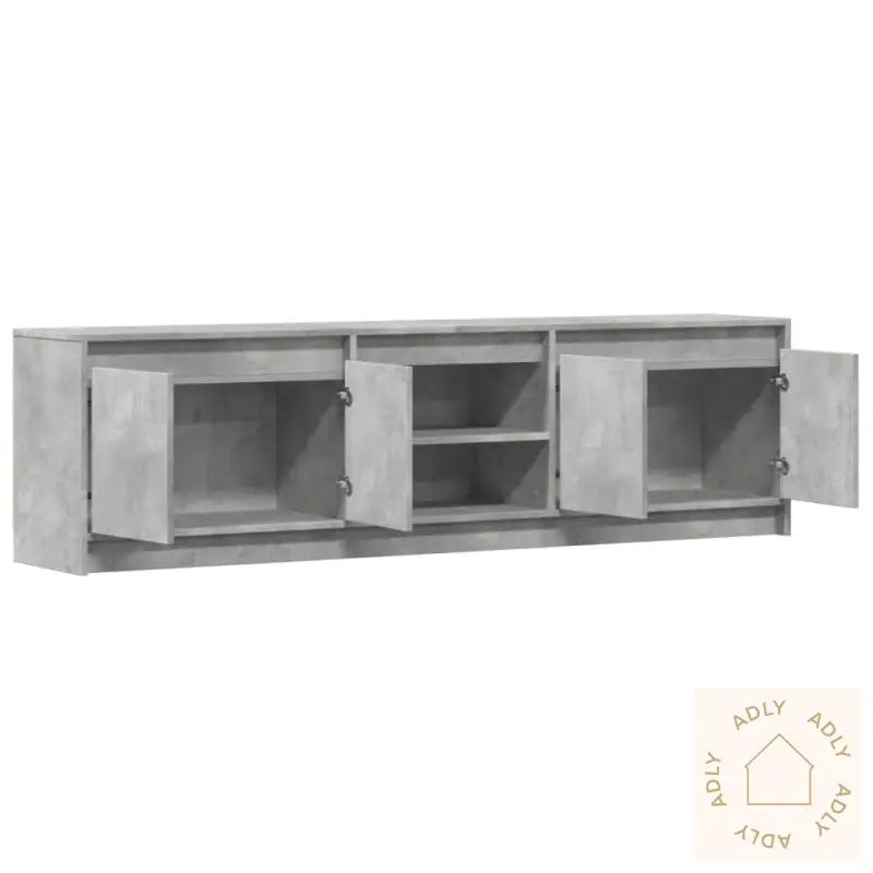 Tv-Benk Med Led Betonggrå 180X34X50 Cm Konstruert Tre