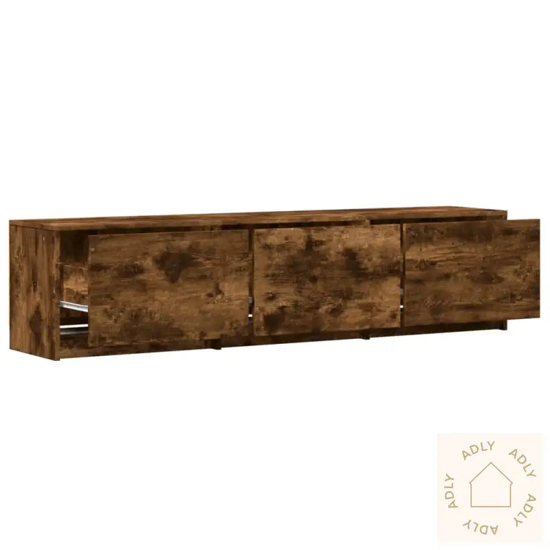 Tv-Benk Med Led Røkt Eik 165X34X40 Cm Konstruert Tre