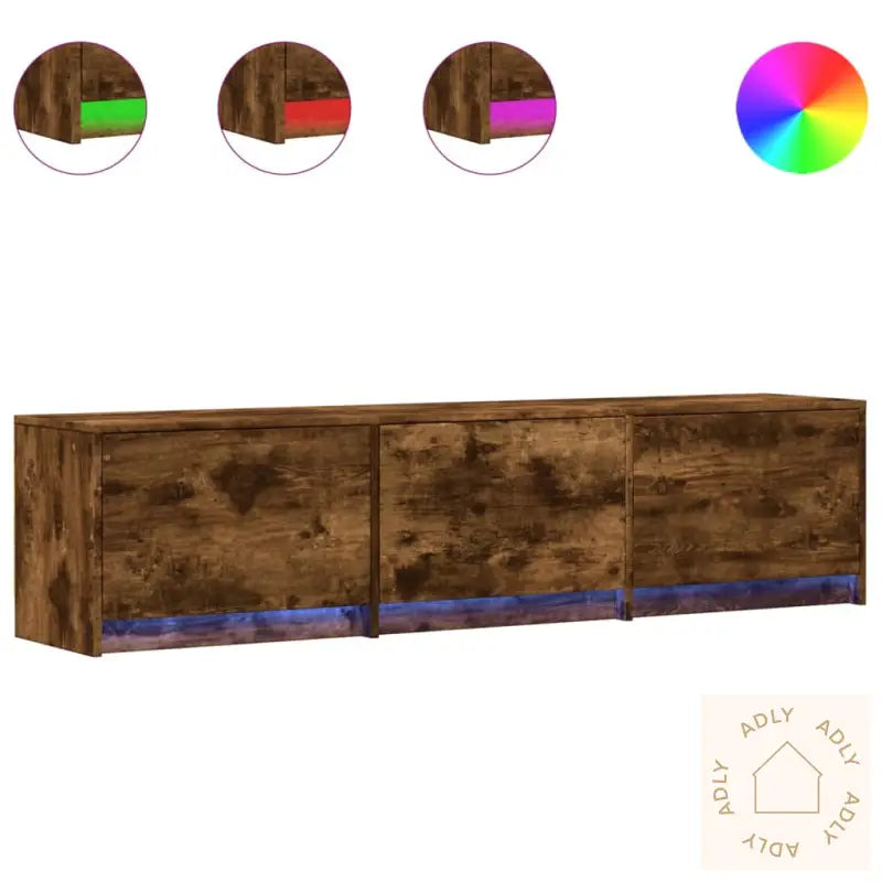 Tv-Benk Med Led Røkt Eik 165X34X40 Cm Konstruert Tre