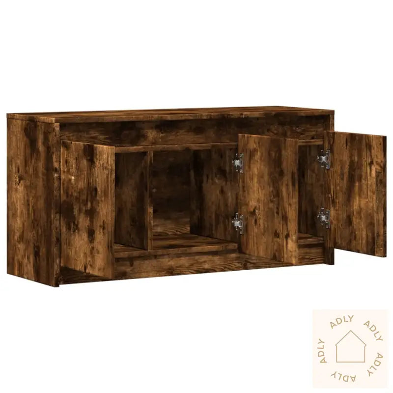 Tv-Benk Med Led Røkt Eik 100X34X50 Cm Konstruert Tre