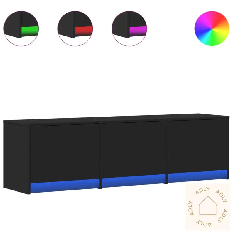 Tv-Benk Med Led Svart 140X34X40 Cm Konstruert Tre