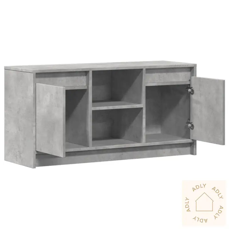 Tv-Benk Med Led Betonggrå 100X34X50 Cm Konstruert Tre