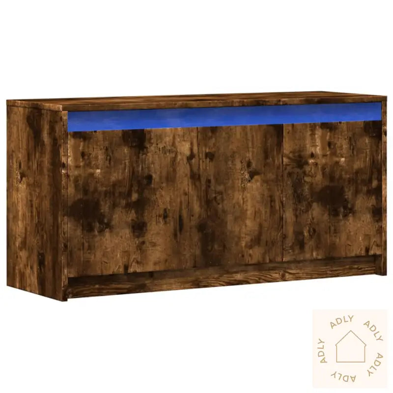 Tv-Benk Med Led Røkt Eik 100X34X50 Cm Konstruert Tre