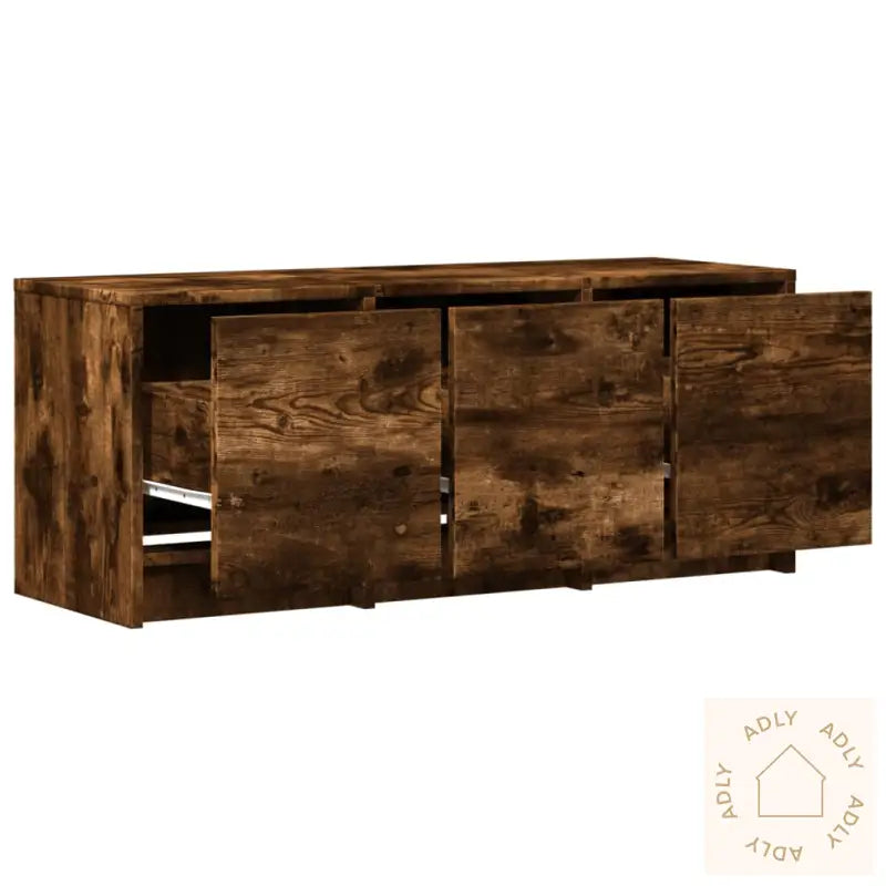 Tv-Benk Med Led Røkt Eik 97X34X40 Cm Konstruert Tre