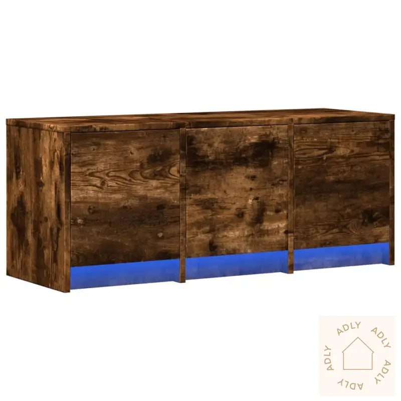 Tv-Benk Med Led Røkt Eik 97X34X40 Cm Konstruert Tre