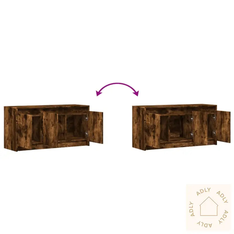 Tv-Benk Med Led Røkt Eik 100X34X50 Cm Konstruert Tre