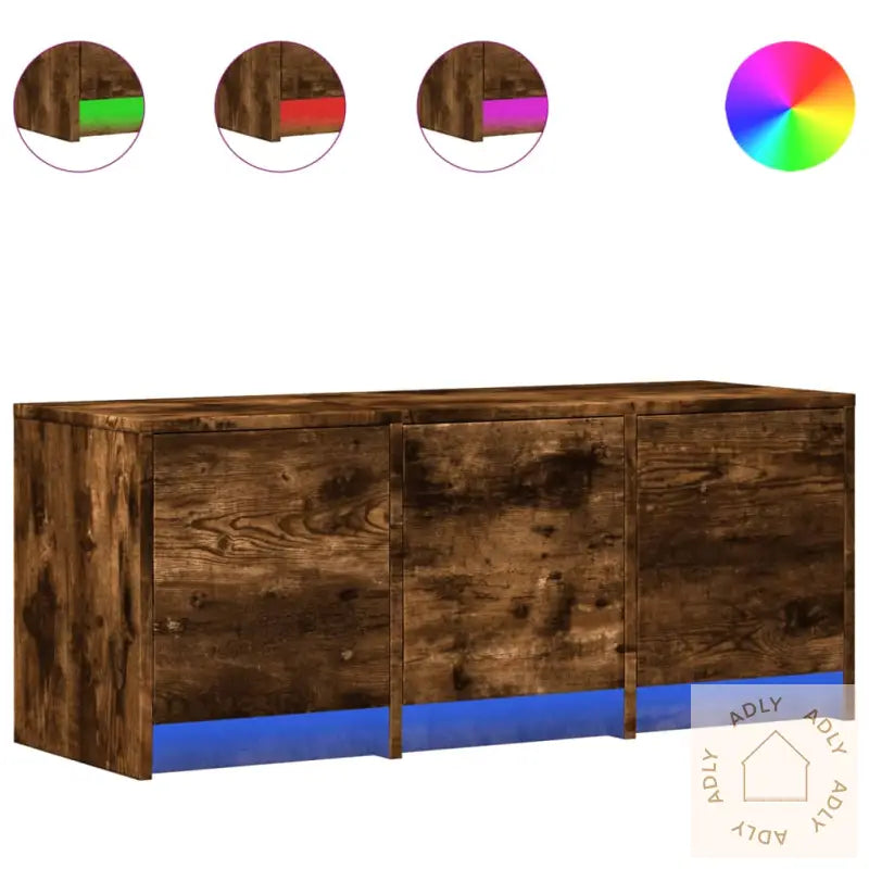 Tv-Benk Med Led Røkt Eik 97X34X40 Cm Konstruert Tre