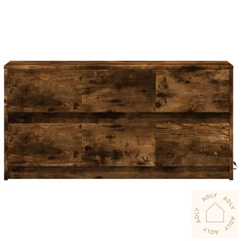 Tv-Benk Med Led Røkt Eik 100X34X50 Cm Konstruert Tre