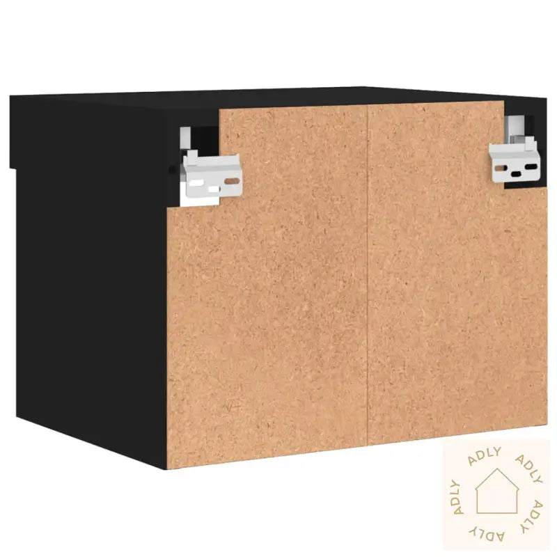 Veggmontert Nattbord Med Led-Lys Svart