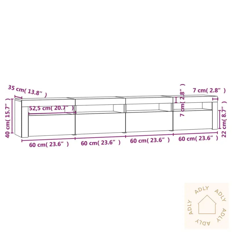Tv-Benk Med Led-Lys Svart 240X35X40 Cm