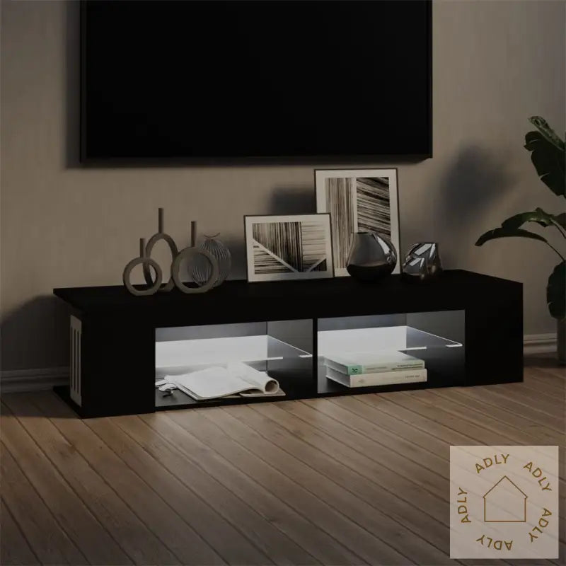 Tv-Benk Med Led-Lys Svart 135X39X30 Cm