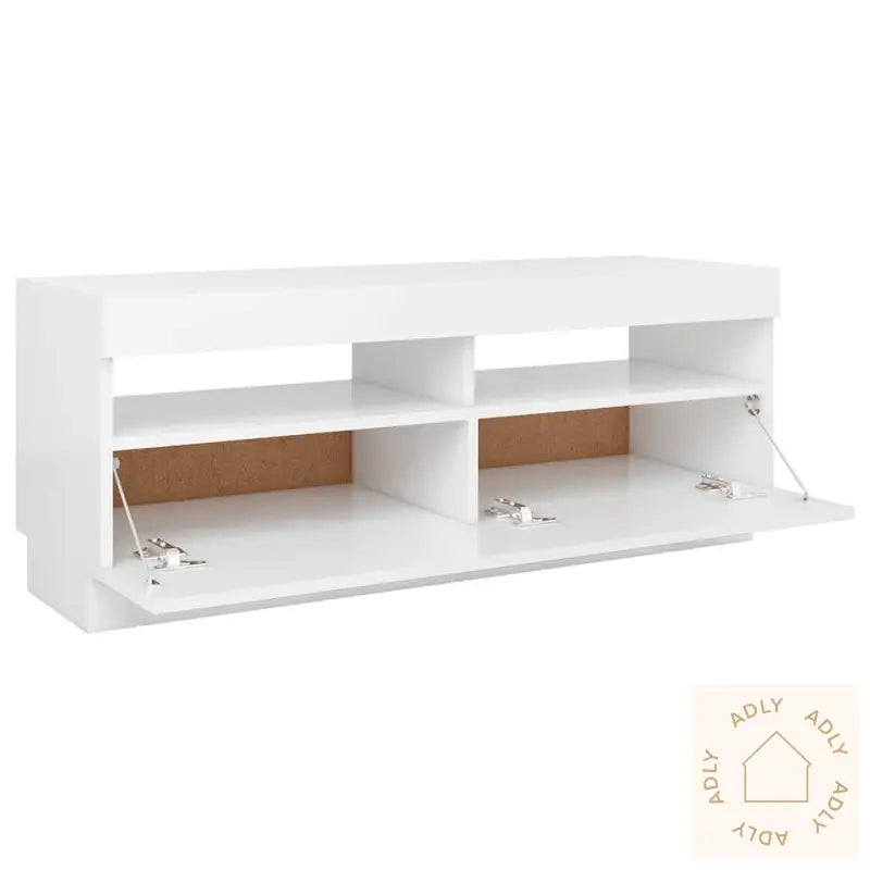 Tv-Benk Med Led-Lys Hvit 100X35X40 Cm