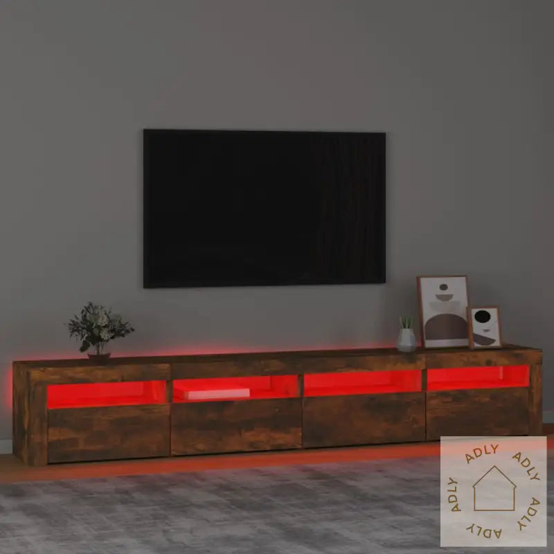 Tv-Benk Med Led-Lys Røkt Eik 240X35X40 Cm