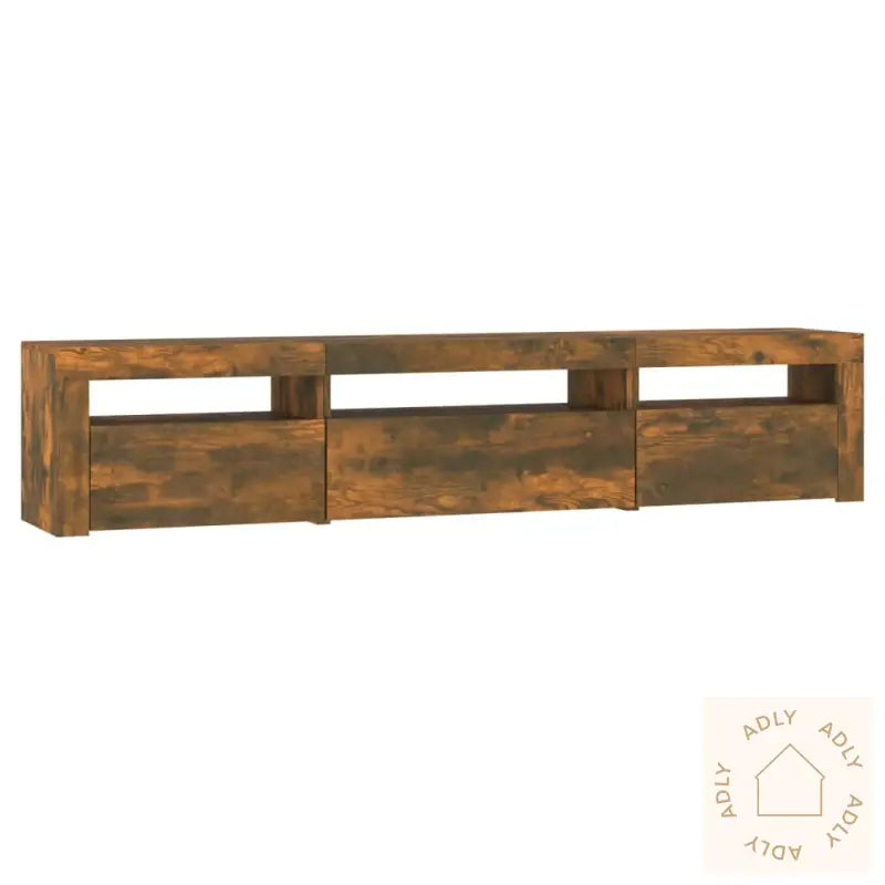 Tv-Benk Med Led-Lys Røkt Eik 195 X 35 X 40 Cm