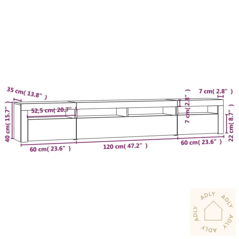 Tv-Benk Med Led-Lys Svart 240X35X40 Cm