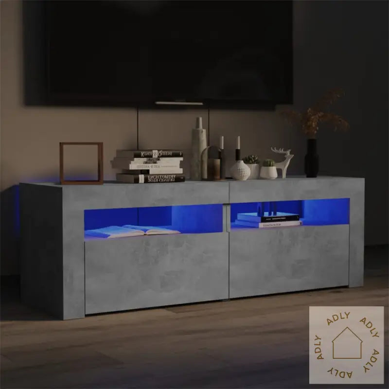 Tv-Benk Med Led-Lys Betonggrå 120X35X40 Cm