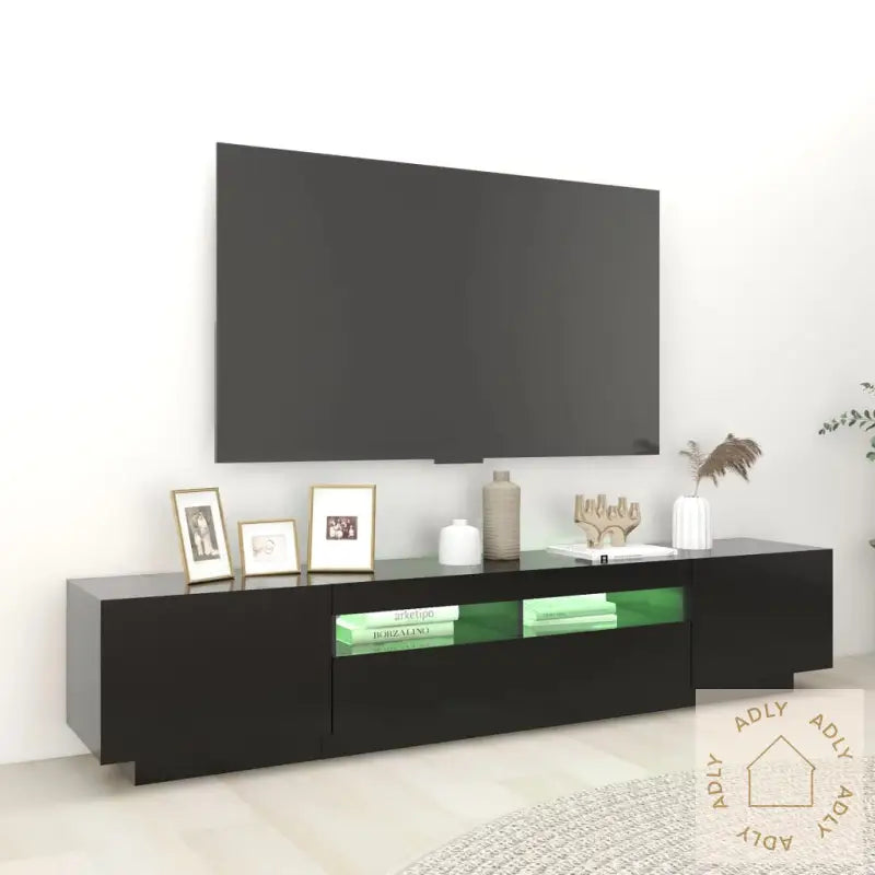Tv-Benk Med Led-Lys Svart 200X35X40 Cm