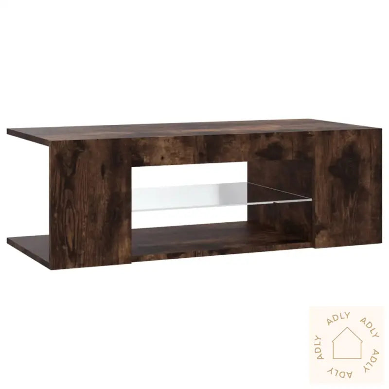 Tv-Benk Med Led-Lys Røkt Eik 90X39X30 Cm