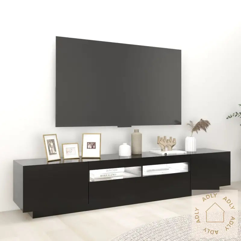 Tv-Benk Med Led-Lys Svart 200X35X40 Cm