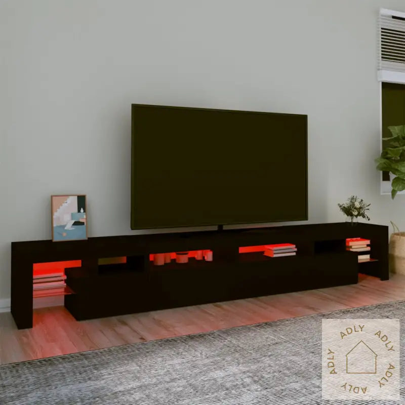 Tv-Benk Med Led-Lys Svart 260X36,5X40 Cm