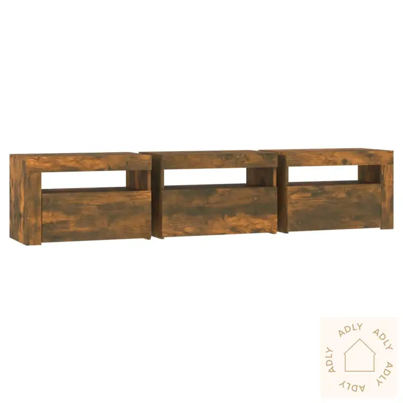 Tv-Benk Med Led-Lys Røkt Eik180X35X40 Cm