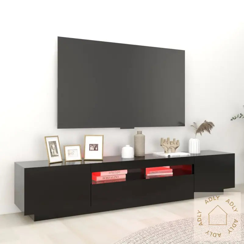 Tv-Benk Med Led-Lys Svart 200X35X40 Cm