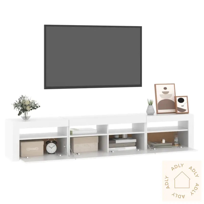 Tv-Benk Med Led-Lys Hvit 210X35X40 Cm