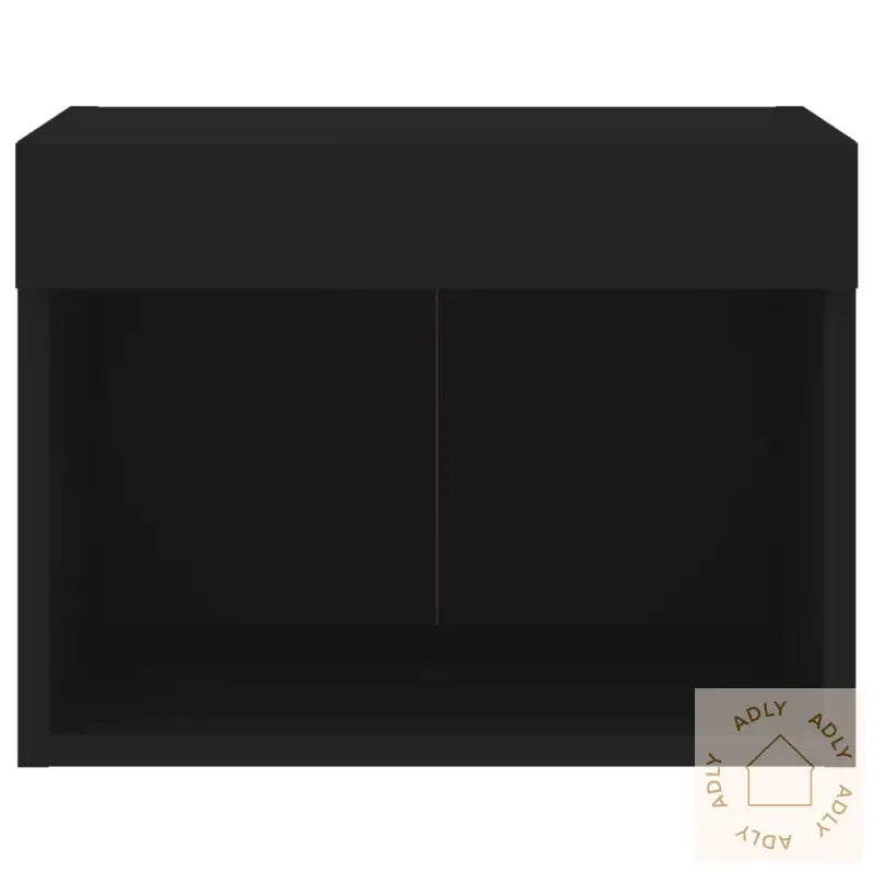 Veggmontert Nattbord Med Led-Lys Svart