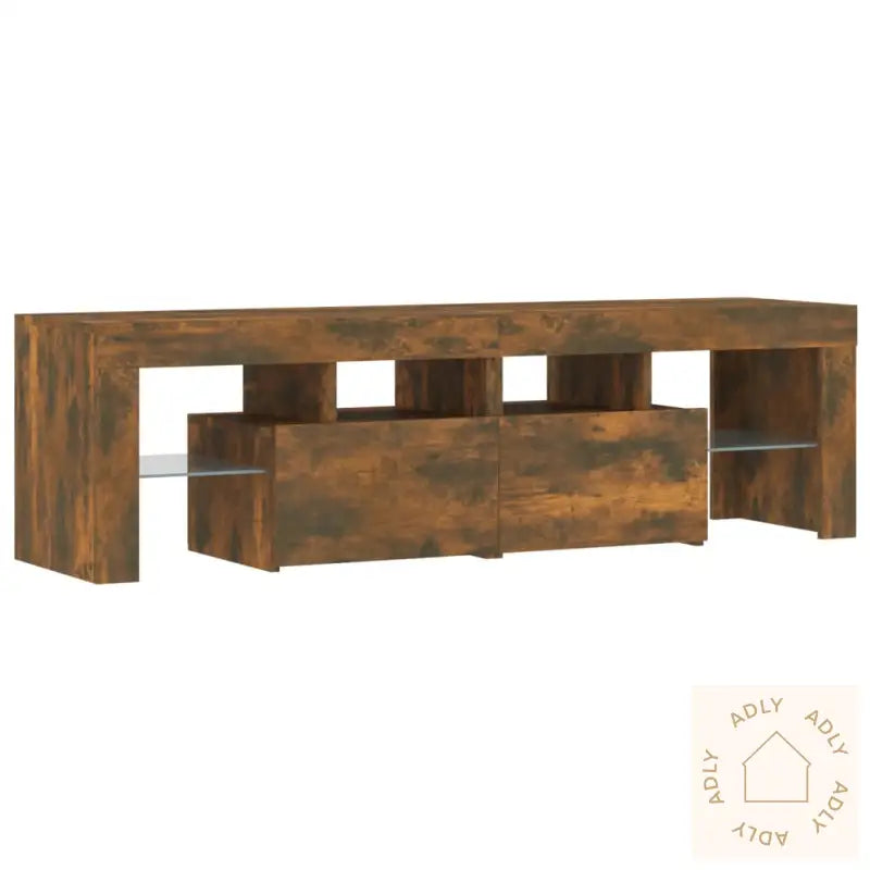 Tv-Benk Med Led-Lys Røkt Eik 140X36,5X40 Cm